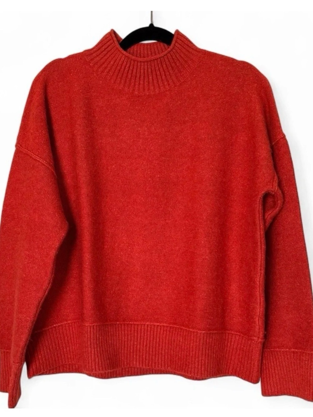 Universal Thread Rust Orange Mock Neck Sweater Oversized Ribbed Knit Small - Picture 2 of 10